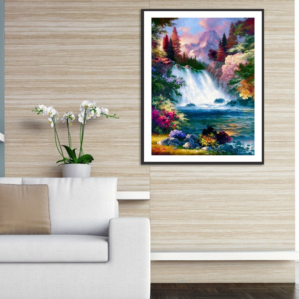 High Mountains And Flowing Water - Full Round Drill Diamond Painting 50*60CM