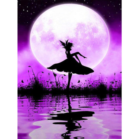 Ballet Silhouette Girl - Full Round Drill Diamond Painting 50*60CM