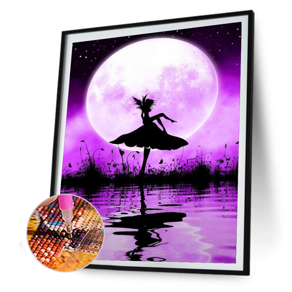 Ballet Silhouette Girl - Full Round Drill Diamond Painting 50*60CM