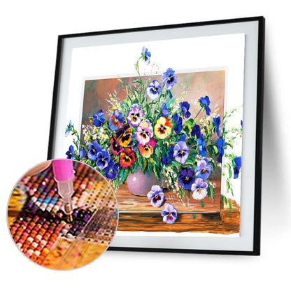 Oil Painting Flowers - Full Round Drill Diamond Painting 30*30CM