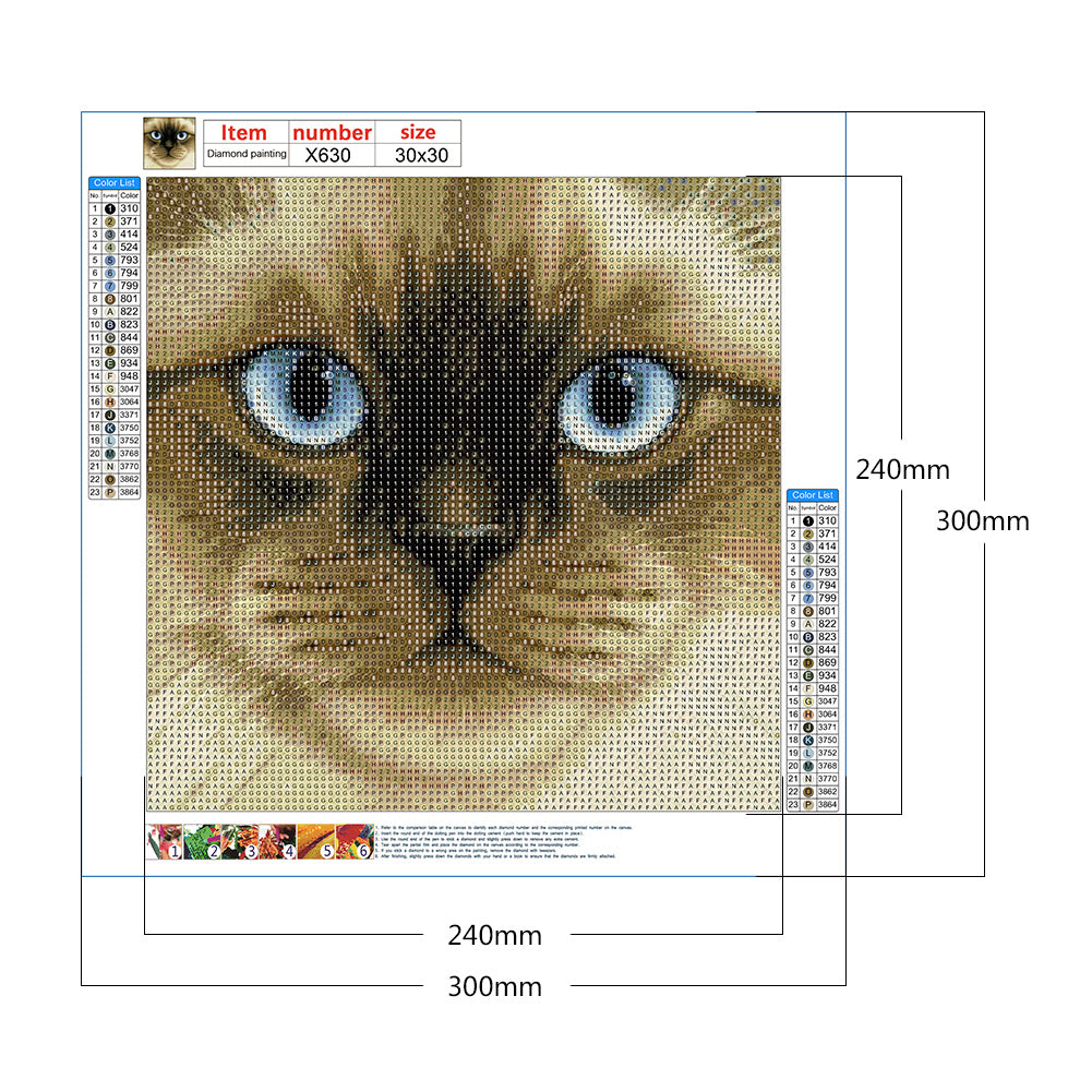 Big Face Cat - Full Round Drill Diamond Painting 30*30CM