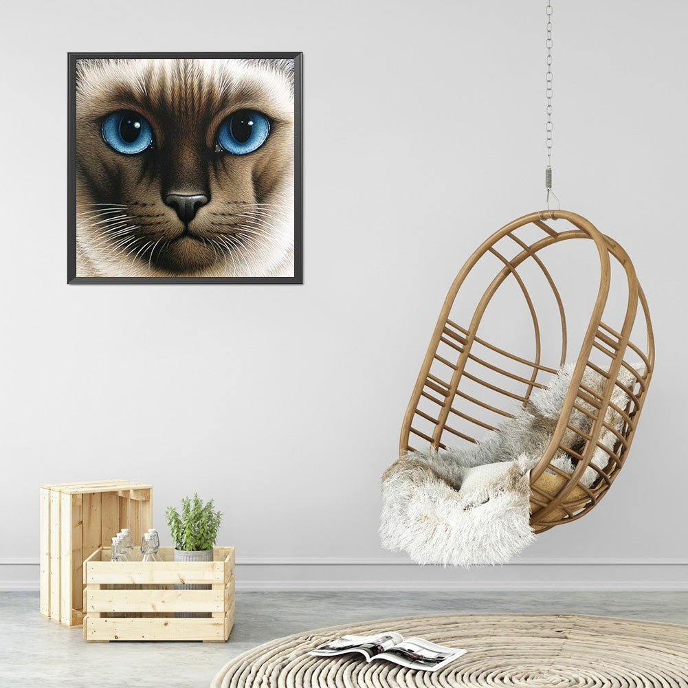 Big Face Cat - Full Round Drill Diamond Painting 30*30CM