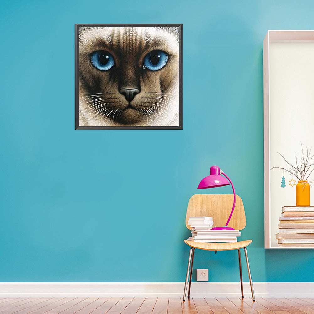 Big Face Cat - Full Round Drill Diamond Painting 30*30CM