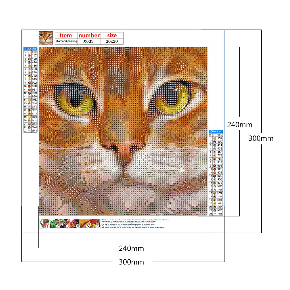 Big Face Cat - Full Round Drill Diamond Painting 30*30CM