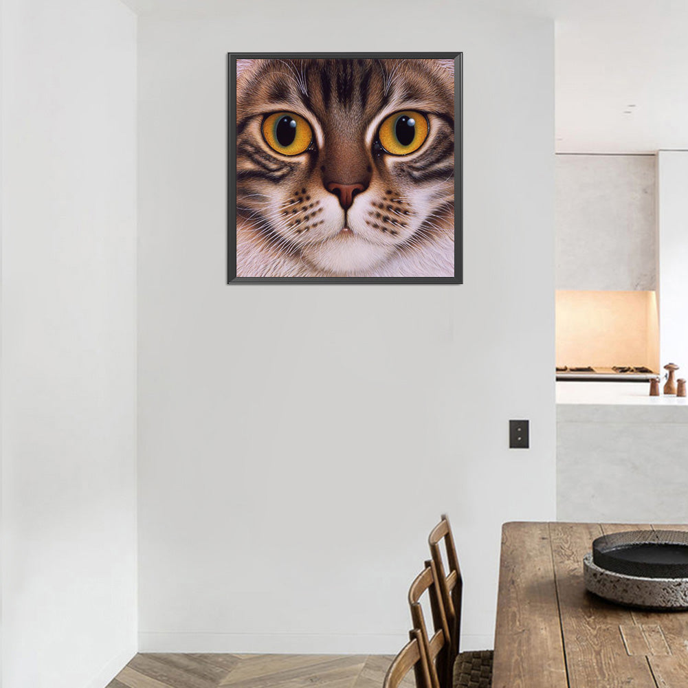 Big Face Cat - Full Round Drill Diamond Painting 30*30CM