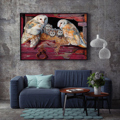 Owl Family - Full Square Drill Diamond Painting 30*40CM