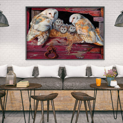 Owl Family - Full Square Drill Diamond Painting 30*40CM