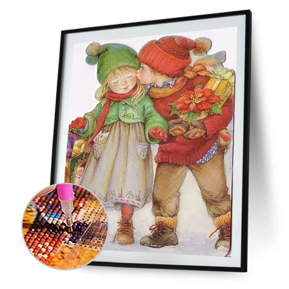 Boy Kissing Girl - Full Square Drill Diamond Painting 30*40CM