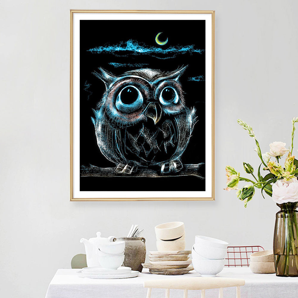 Big Eyed Owl - Full Square Drill Diamond Painting 30*40CM