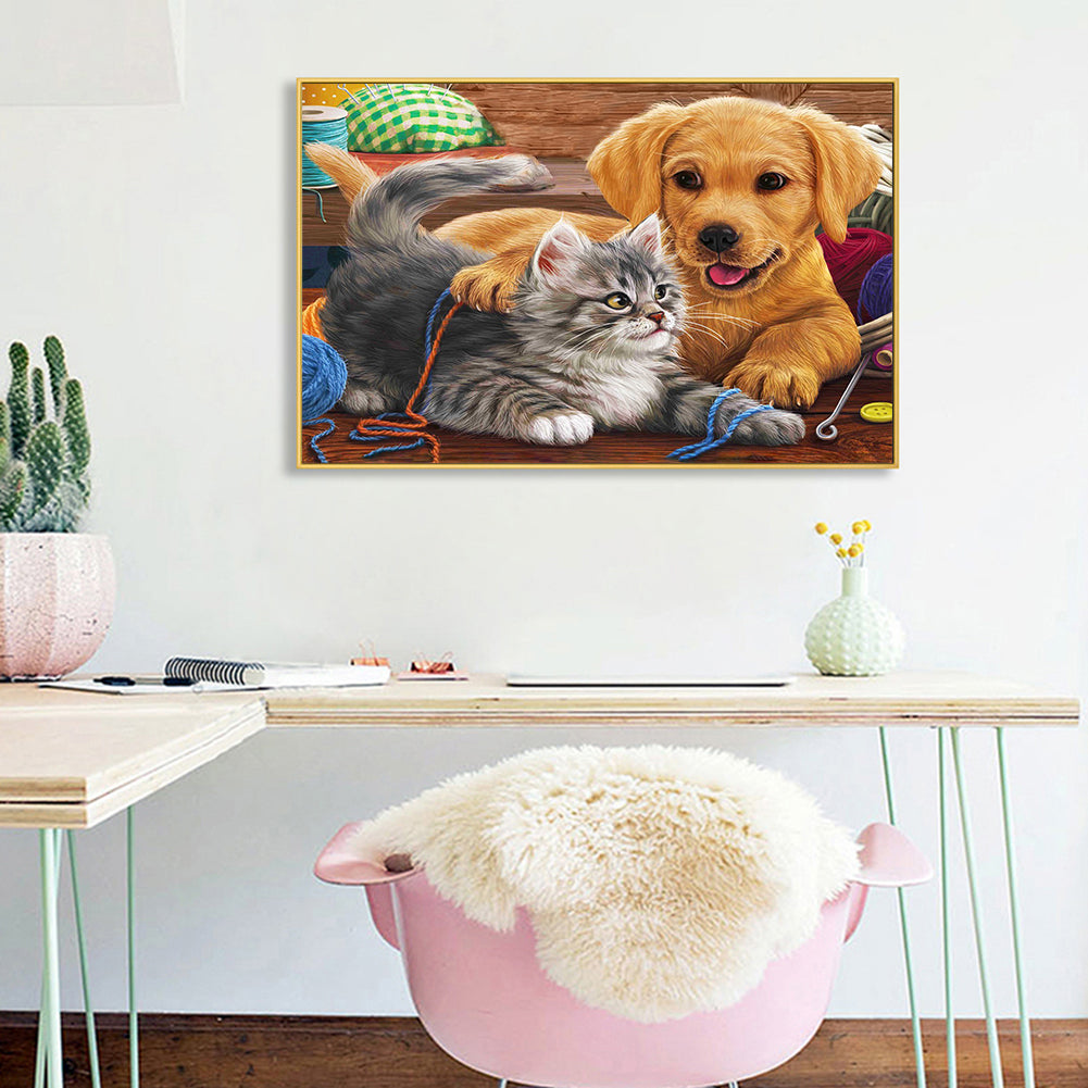 Kitten Puppy - Full Square Drill Diamond Painting 30*40CM