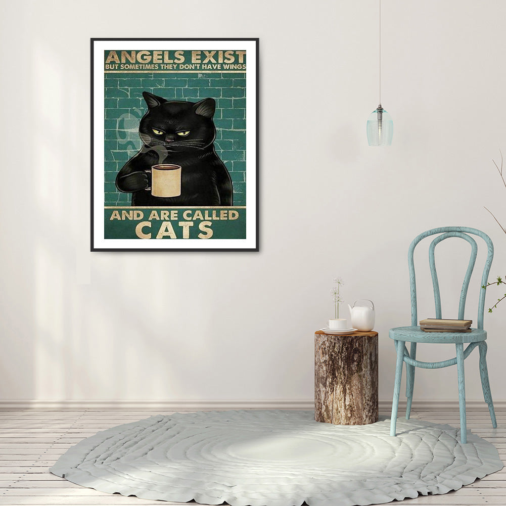 Black Cat Pictorial - Full Round Drill Diamond Painting 30*40CM