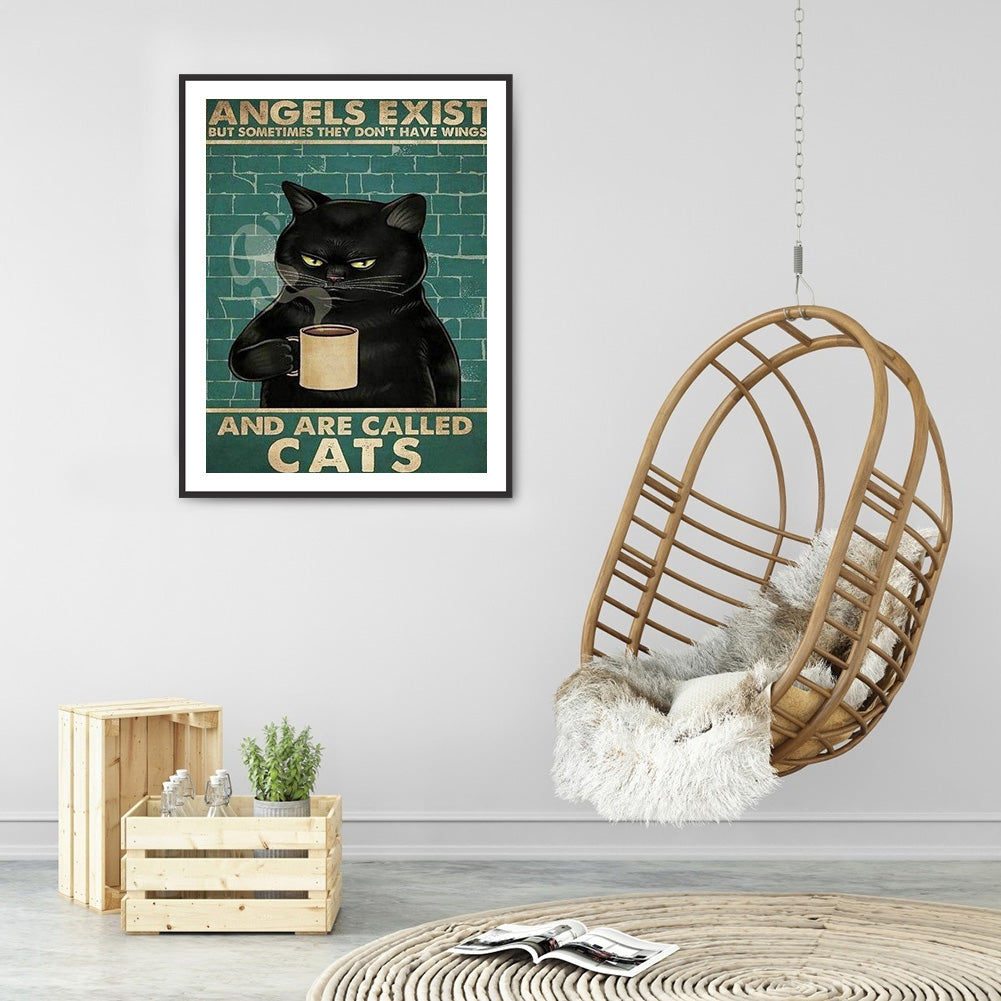 Black Cat Pictorial - Full Round Drill Diamond Painting 30*40CM