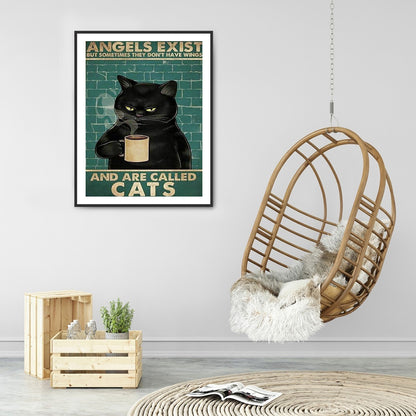 Black Cat Pictorial - Full Round Drill Diamond Painting 30*40CM