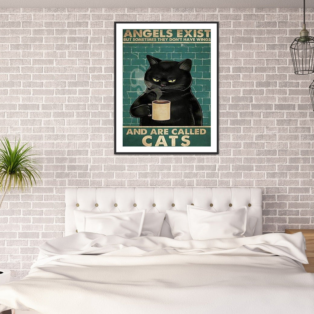 Black Cat Pictorial - Full Round Drill Diamond Painting 30*40CM