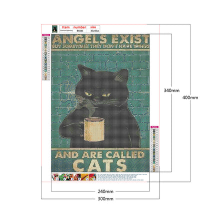 Black Cat Pictorial - Full Round Drill Diamond Painting 30*40CM