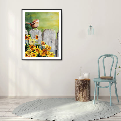 Daisies And Birds - Full Round Drill Diamond Painting 30*40CM