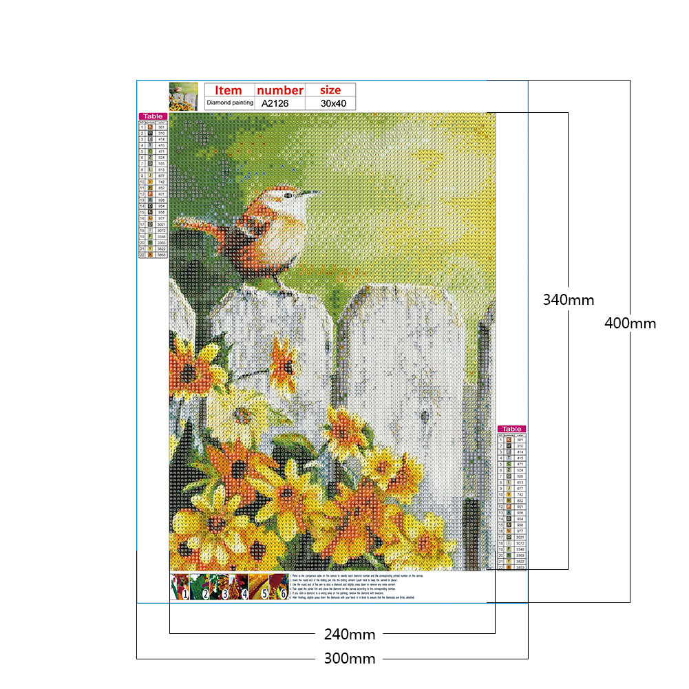 Daisies And Birds - Full Round Drill Diamond Painting 30*40CM