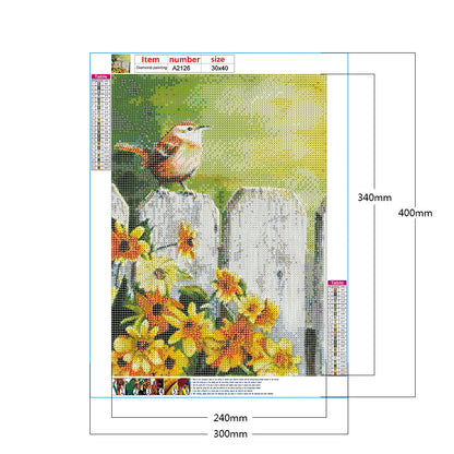 Daisies And Birds - Full Round Drill Diamond Painting 30*40CM