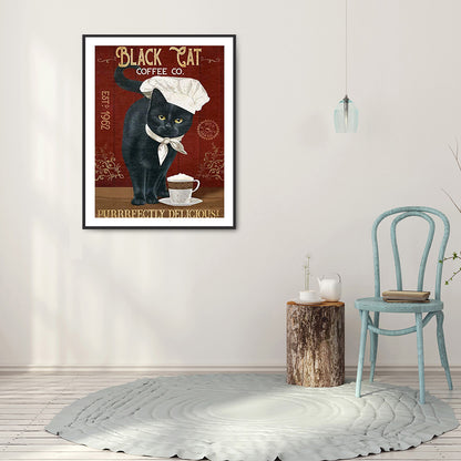 Black Cat Pictorial - Full Round Drill Diamond Painting 30*40CM