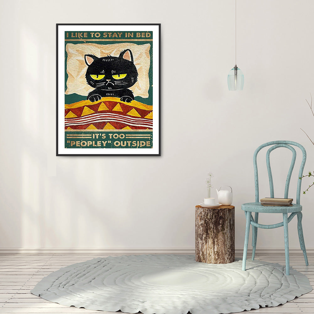 Black Cat Pictorial - Full Round Drill Diamond Painting 30*40CM