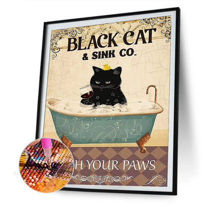 Black Cat Pictorial - Full Round Drill Diamond Painting 30*40CM