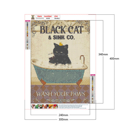 Black Cat Pictorial - Full Round Drill Diamond Painting 30*40CM