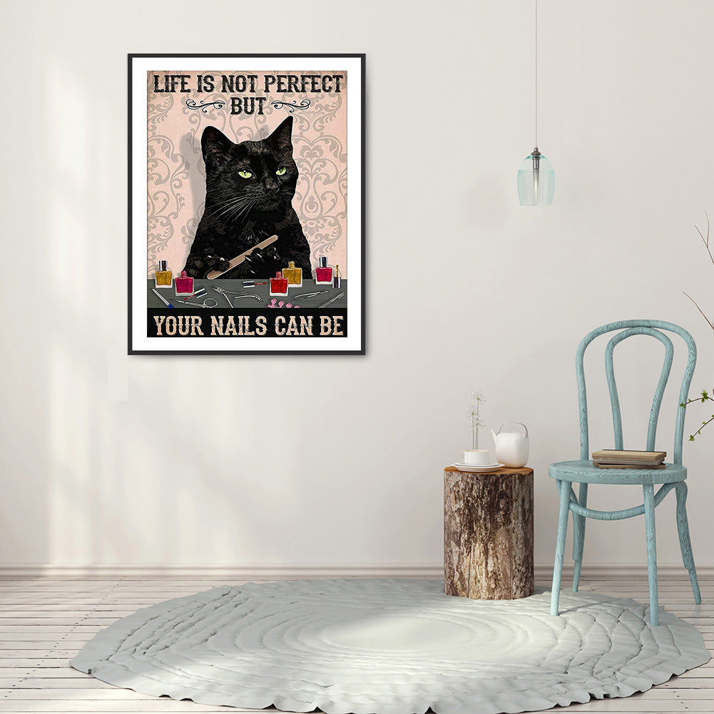 Black Cat Pictorial - Full Round Drill Diamond Painting 30*40CM