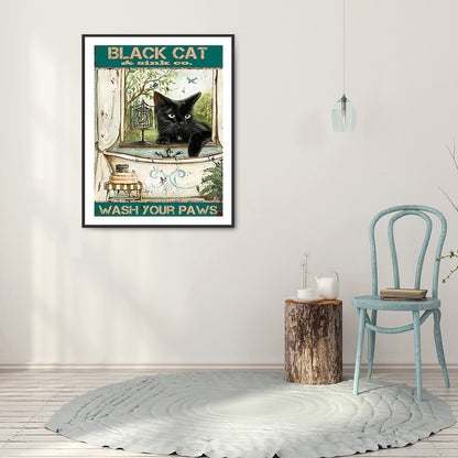 Black Cat Pictorial - Full Round Drill Diamond Painting 30*40CM