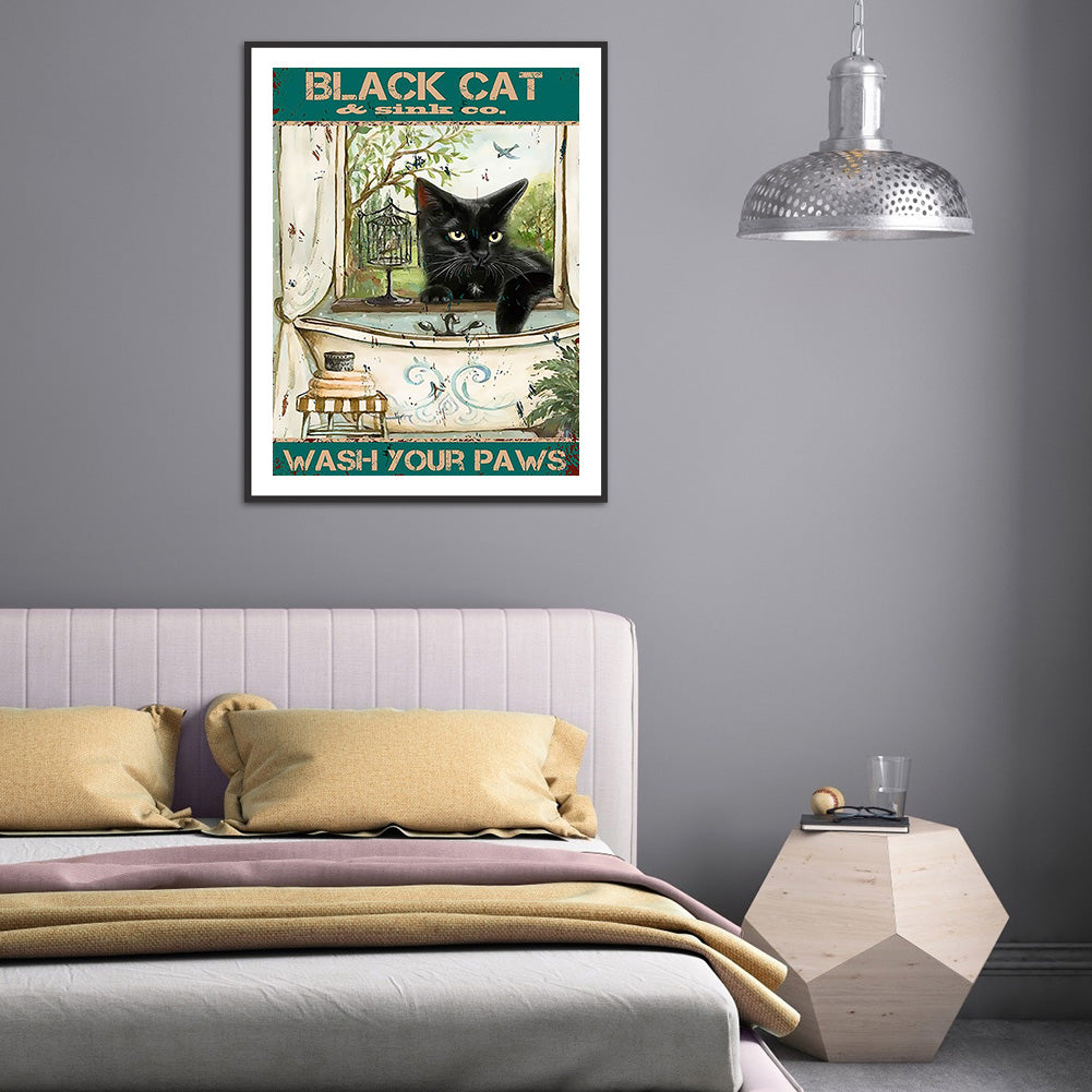 Black Cat Pictorial - Full Round Drill Diamond Painting 30*40CM