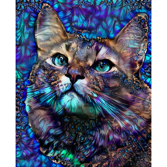 Blue Cat - Full Square Drill Diamond Painting 30*40CM