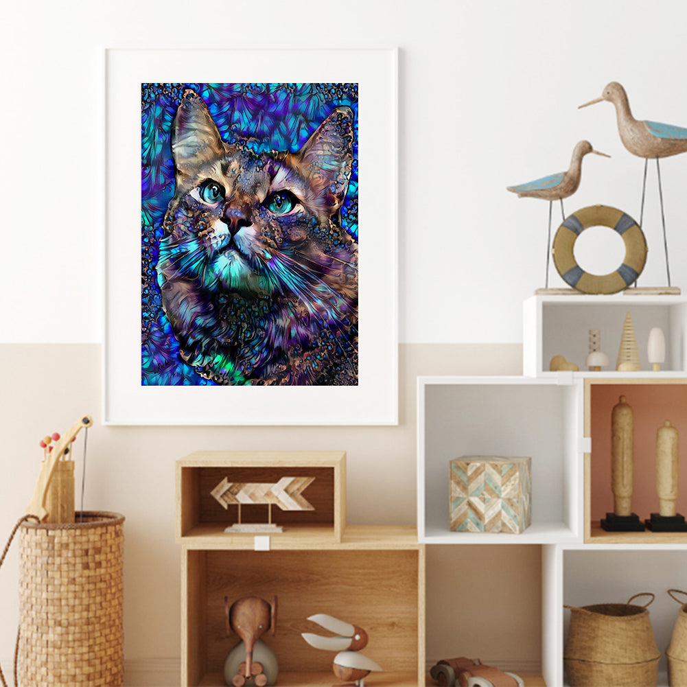 Blue Cat - Full Square Drill Diamond Painting 30*40CM