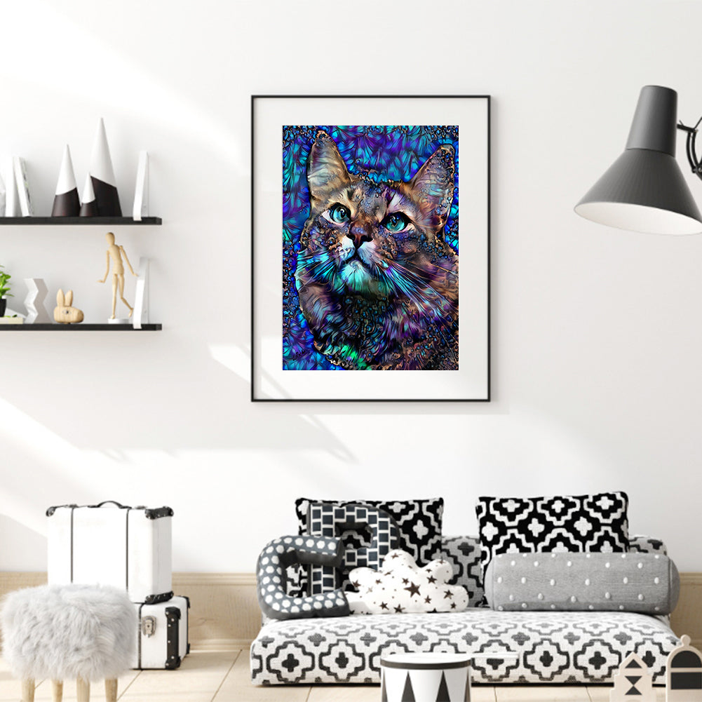 Blue Cat - Full Square Drill Diamond Painting 30*40CM