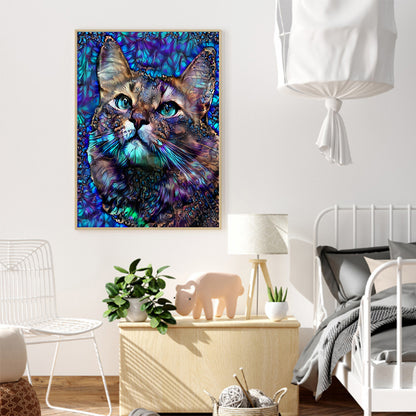 Blue Cat - Full Square Drill Diamond Painting 30*40CM