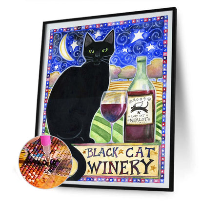 Black Cat Pictorial - Full Round Drill Diamond Painting 30*40CM