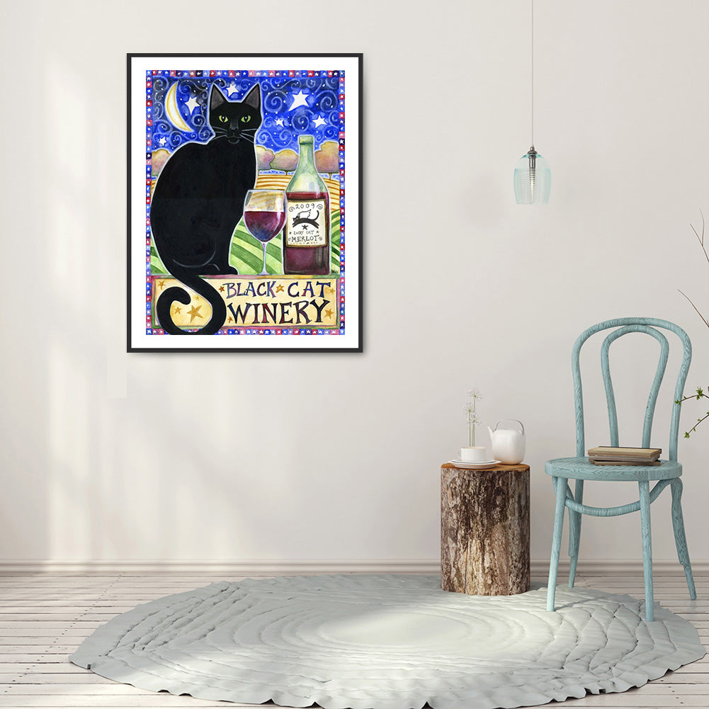 Black Cat Pictorial - Full Round Drill Diamond Painting 30*40CM