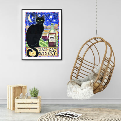 Black Cat Pictorial - Full Round Drill Diamond Painting 30*40CM