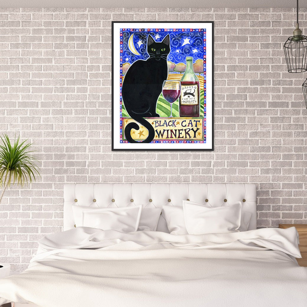 Black Cat Pictorial - Full Round Drill Diamond Painting 30*40CM