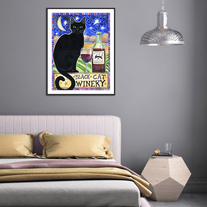 Black Cat Pictorial - Full Round Drill Diamond Painting 30*40CM