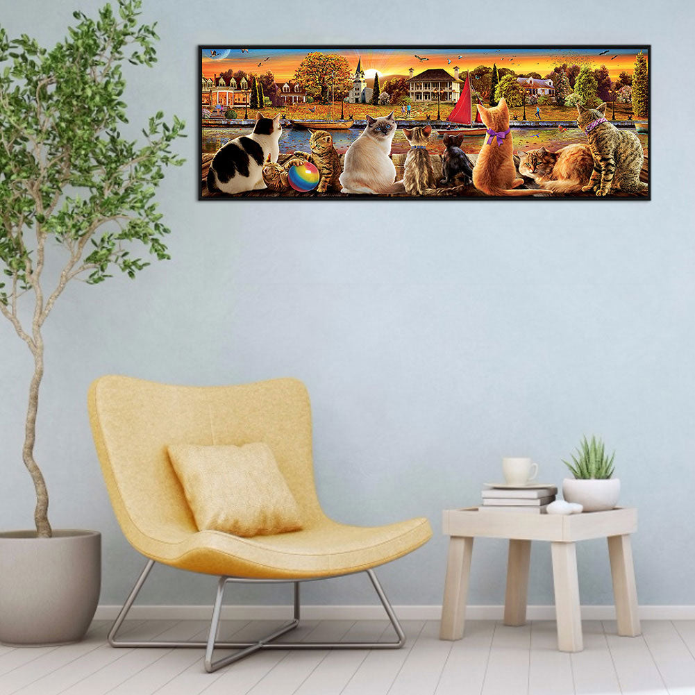 Viewing Cat - Full Round Drill Diamond Painting 90*30CM