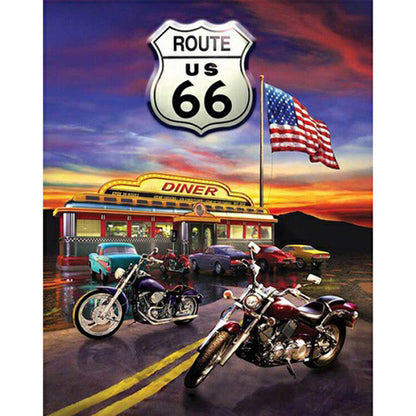 American Flag Motorbike - Full Square Drill Diamond Painting 30*40CM