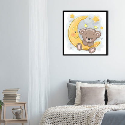 Moon Cartoon Bear - Full Round Drill Diamond Painting 30*30CM