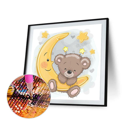 Moon Cartoon Bear - Full Round Drill Diamond Painting 30*30CM