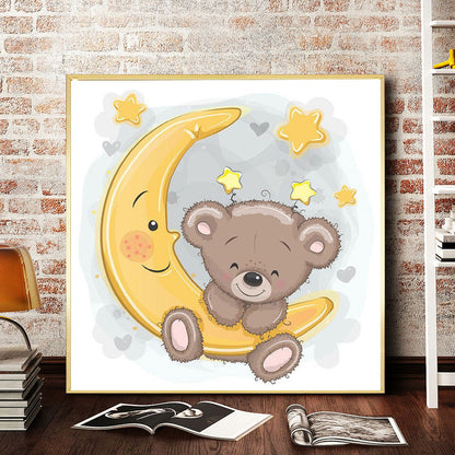 Moon Cartoon Bear - Full Round Drill Diamond Painting 30*30CM