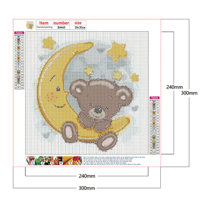 Moon Cartoon Bear - Full Round Drill Diamond Painting 30*30CM