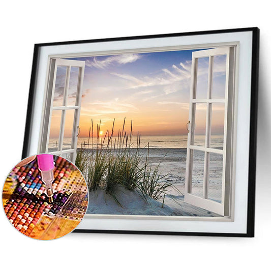 Beach Outside The Window - Full Round Drill Diamond Painting 40*30CM