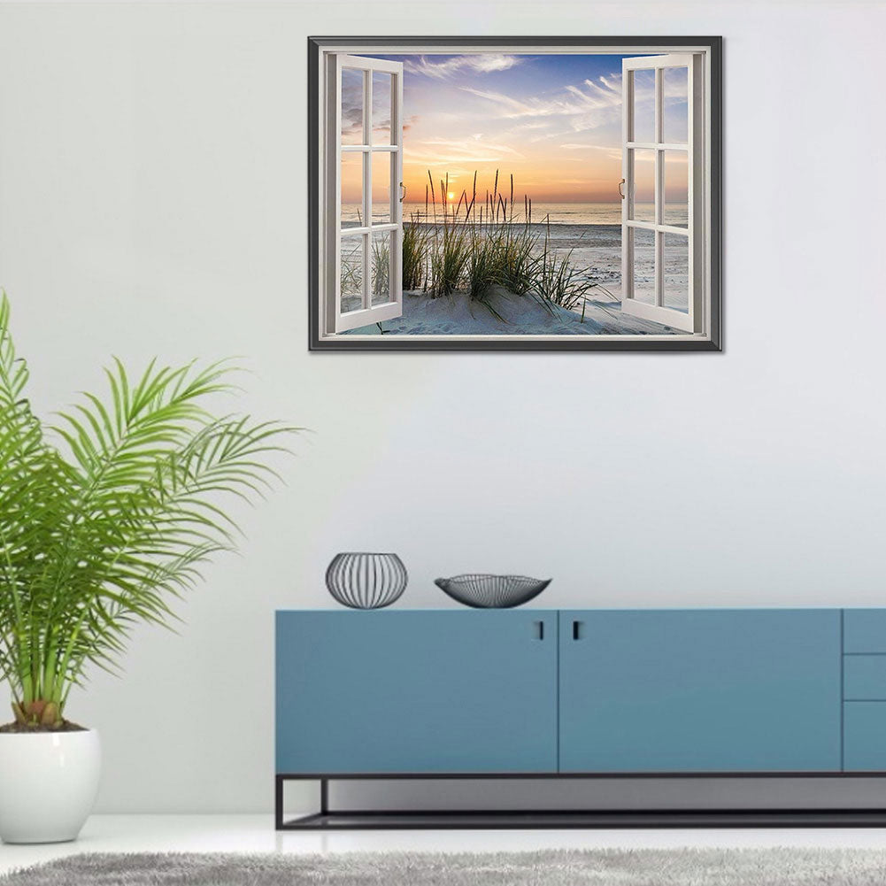 Beach Outside The Window - Full Round Drill Diamond Painting 40*30CM