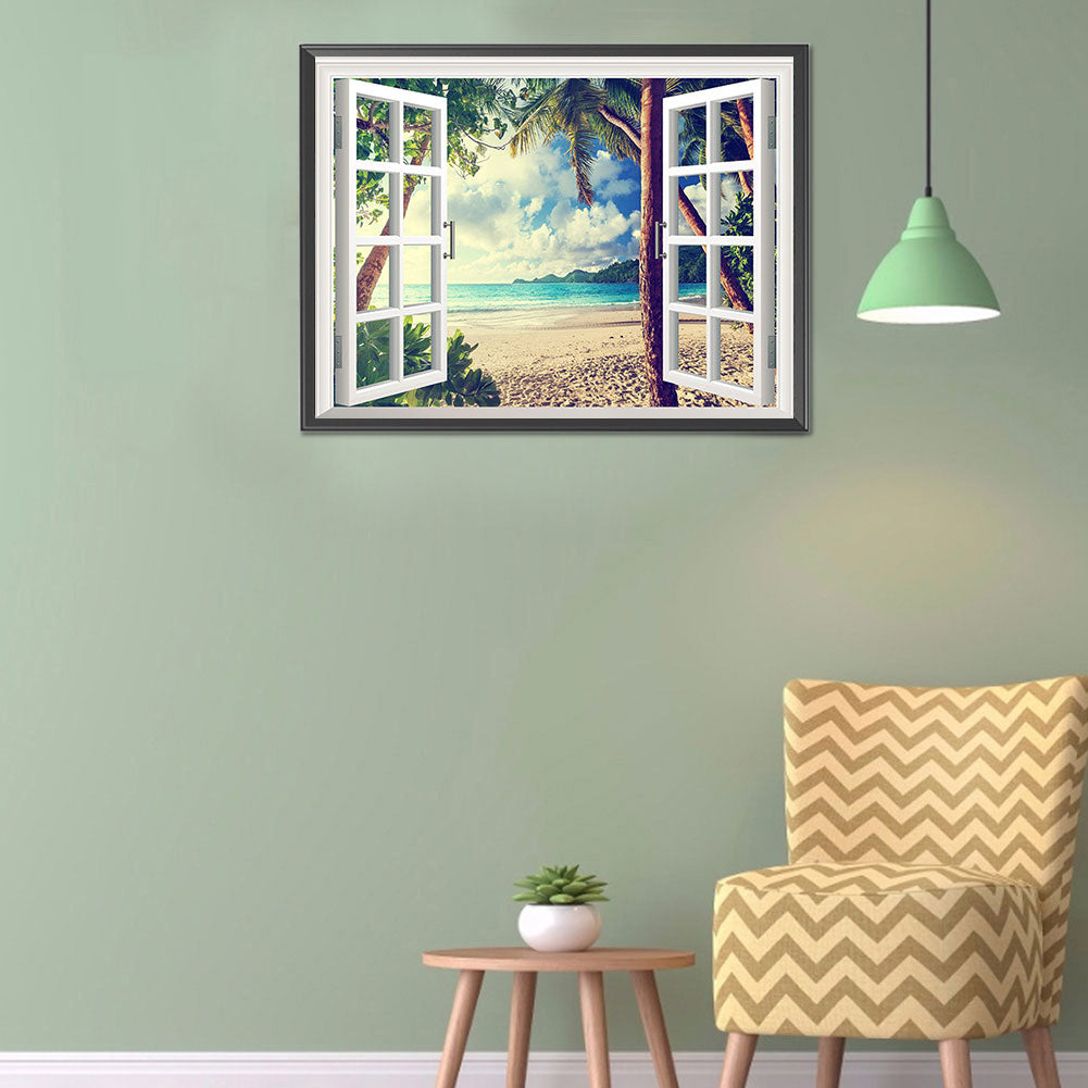 Beach Outside The Window - Full Round Drill Diamond Painting 40*30CM