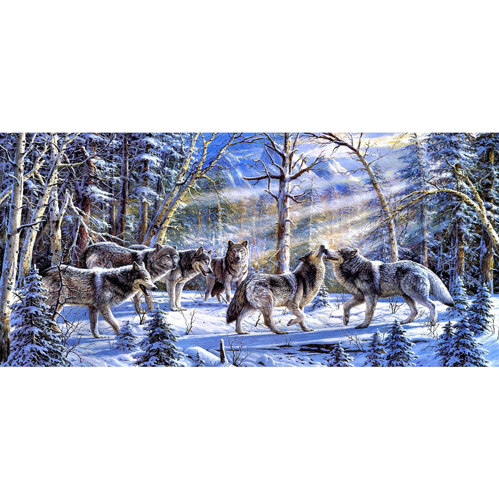 Wolf Pack - Full Round Drill Diamond Painting 80*40CM