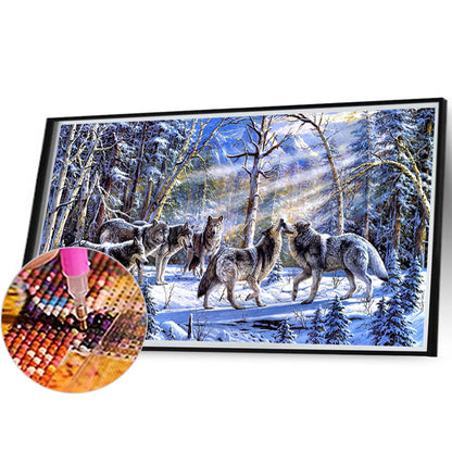 Wolf Pack - Full Round Drill Diamond Painting 80*40CM