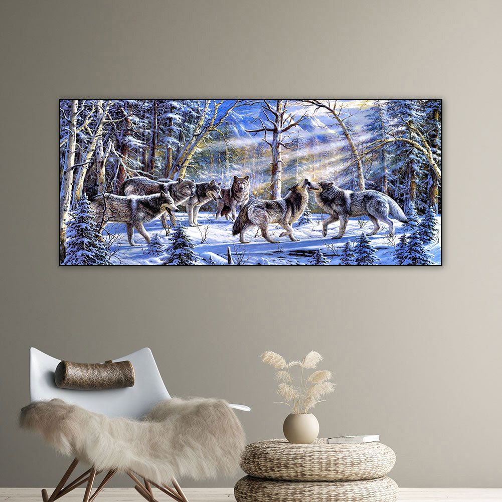 Wolf Pack - Full Round Drill Diamond Painting 80*40CM